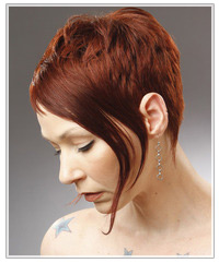 Model with short red hair